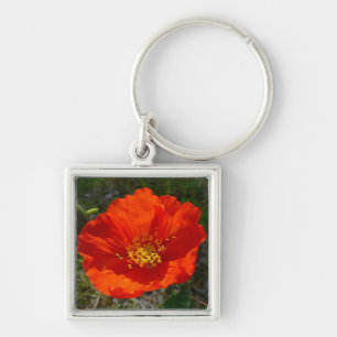 Alaskan Red Poppy Colourful Flower Key Ring
