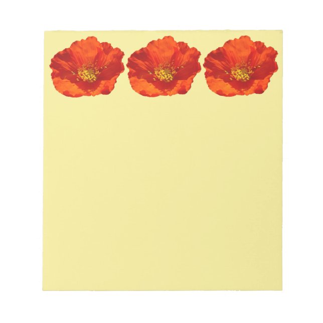 Alaskan Red Poppy Colourful Flower Notepad (Front)