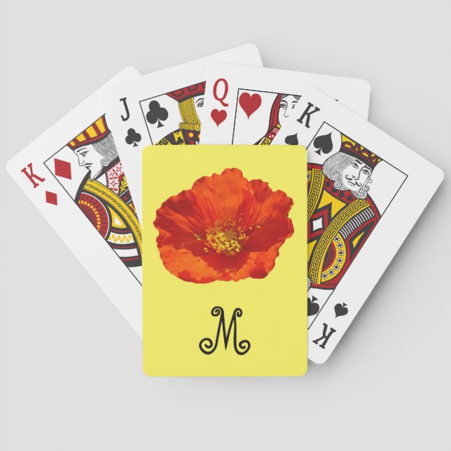 Alaskan Red Poppy Colourful Flower Playing Cards (Back)