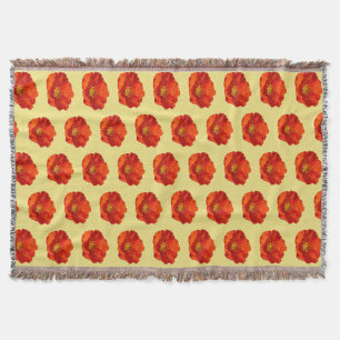 Alaskan Red Poppy Colourful Flower Throw Blanket