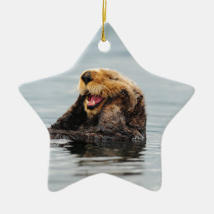 Alaskan Sea Otter Ceramic Tree Decoration