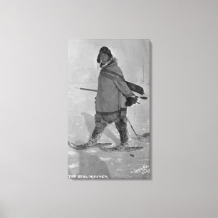 Alaskan Seal Hunter with Snowshoes Photograph Canvas Print