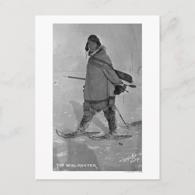 Alaskan Seal Hunter with Snowshoes Photograph Postcard (Front)