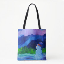 Alaskan Snowman Tote Bags