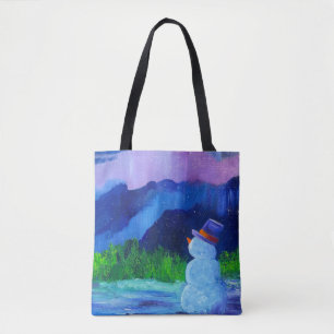 Alaskan Snowman Tote Bags