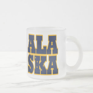 Alaskan State flag text Frosted Glass Coffee Mug