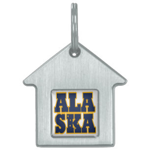 Alaskan State flag text Pet Name Tag