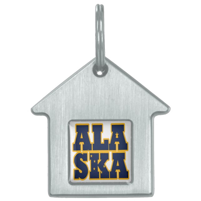 Alaskan State flag text Pet Name Tag (Front)