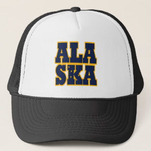 Alaskan state flag text trucker hat