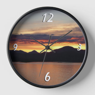 Alaskan Sunset I Beautiful Alaska Photography Clock