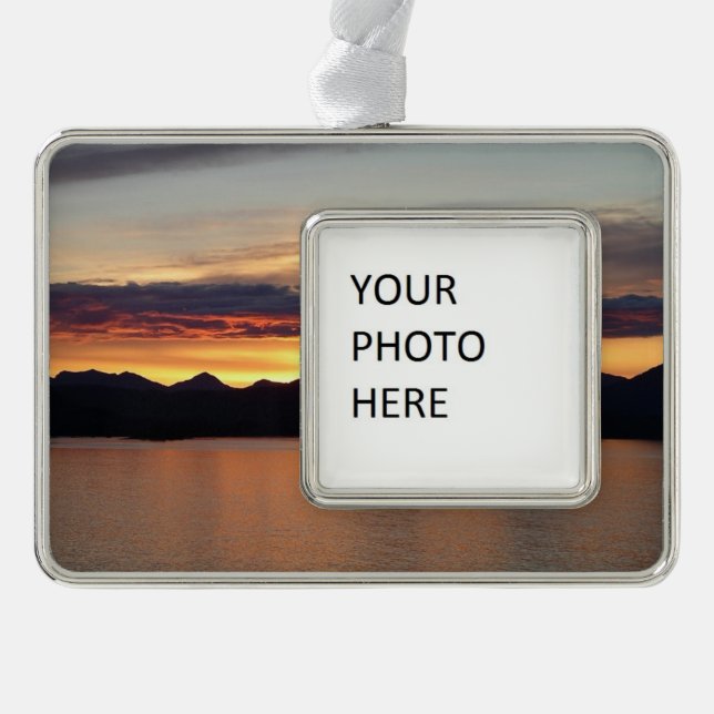 Alaskan Sunset I Beautiful Alaska Photography Silver Plated Framed Ornament (Front)