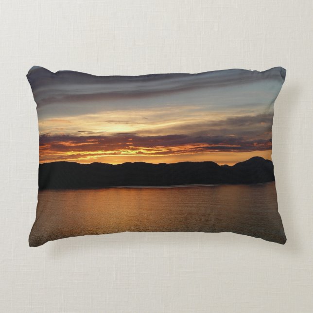 Alaskan Sunset II Beautiful Alaska Photography Decorative Cushion (Front)