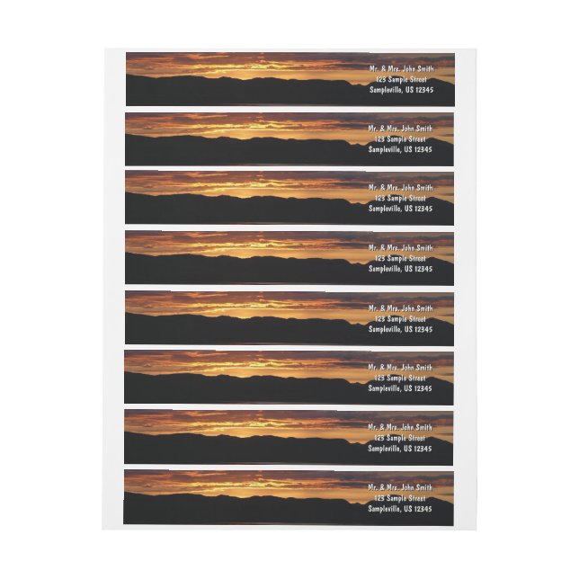 Alaskan Sunset II Beautiful Alaska Photography Wrap Around Label (Sheet)