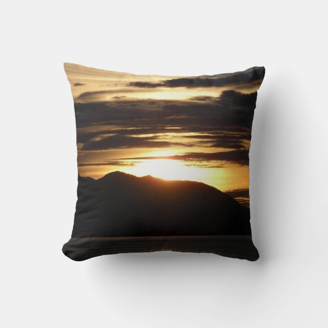 Alaskan Sunset III Beautiful Alaska Photography Cushion (Front)