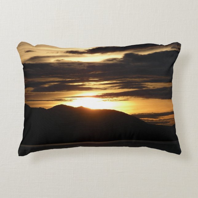 Alaskan Sunset III Beautiful Alaska Photography Decorative Cushion (Front)