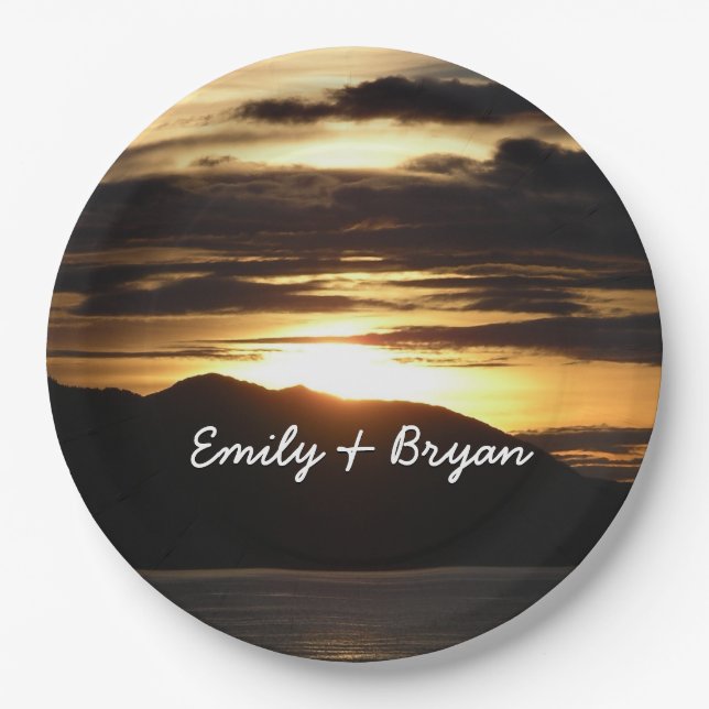 Alaskan Sunset III Beautiful Alaska Photography Paper Plate (Front)