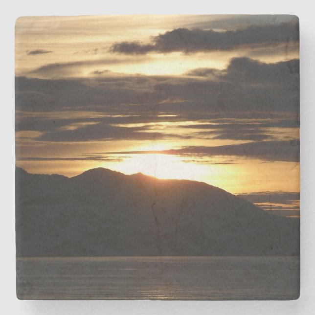 Alaskan Sunset III Beautiful Alaska Photography Stone Coaster (Front)