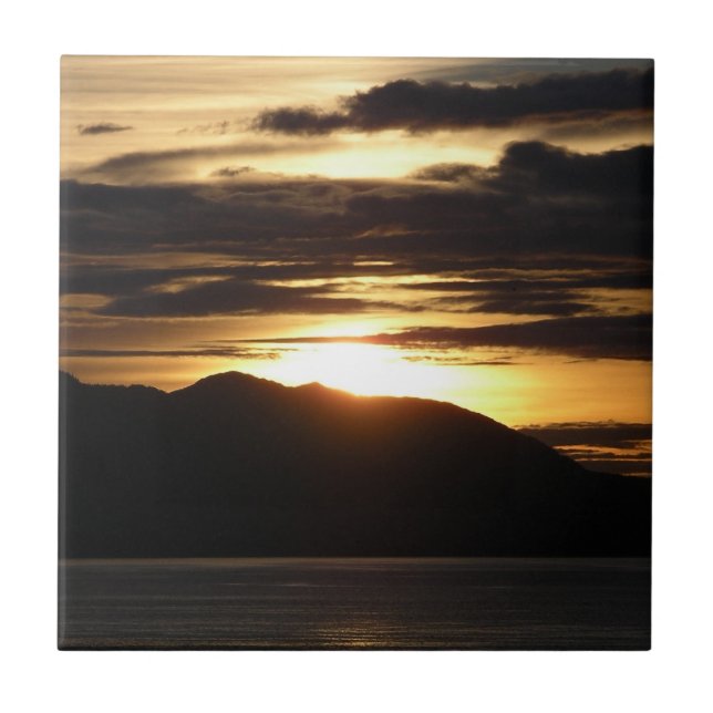 Alaskan Sunset III Beautiful Alaska Photography Tile (Front)