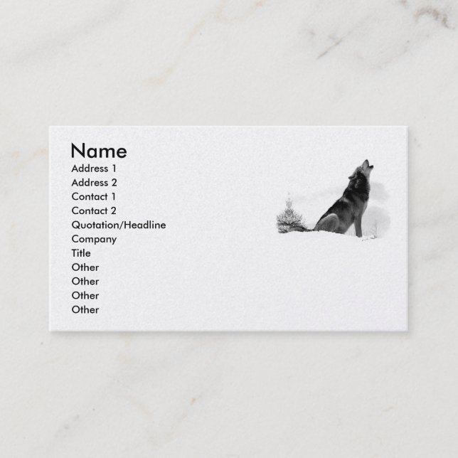 Alaskan Timber Wolf Business Card (Front)