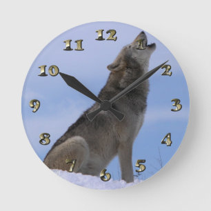 Alaskan Timber Wolf Round Clock