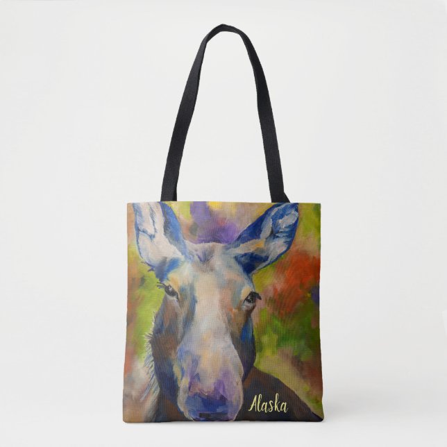 Alaskan Wildlife Moose & Bear Tote with ALASKA (Front)