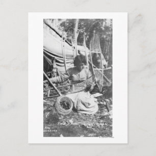 Alaskan Woman Making Snowshoes Photograph Postcard
