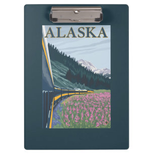 AlaskaRailroad and Fireweed Vintage Travel Clipboard