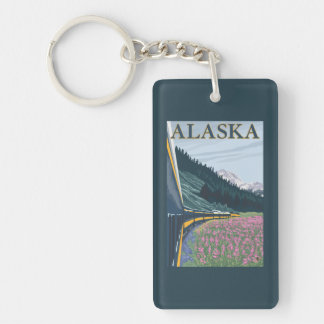 AlaskaRailroad and Fireweed Vintage Travel Key Ring