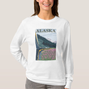 AlaskaRailroad and Fireweed Vintage Travel T-Shirt