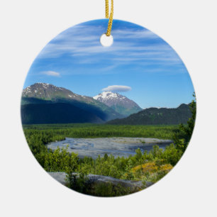 Alaska's Exit Glacier Valley Ceramic Tree Decoration