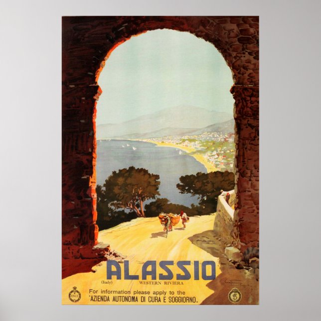 Alassio, Western Riviera italy Vintage Travel Poster (Front)