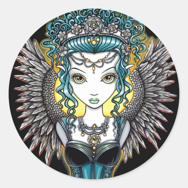 "Alaura" Gothic Guardian Angel Stickers (Front)