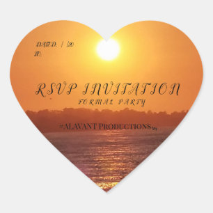 #ALAVANT Productions Sunset Ocean Invitations Heart Sticker