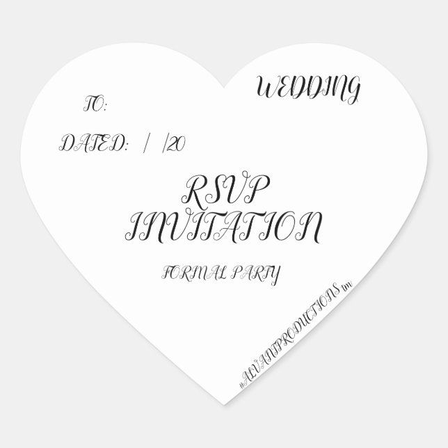 #ALAVANT Productions Wedding Announcement RSVP Heart Sticker (Front)