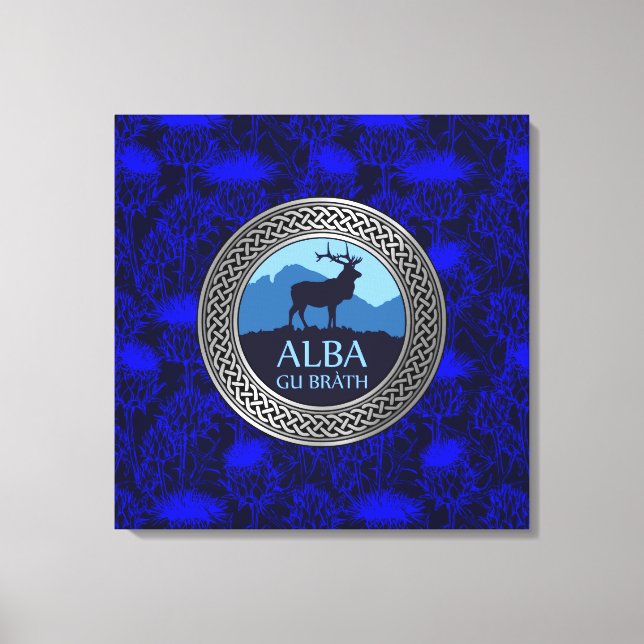 Alba Gu Brath Knot on Thistle Canvas Print (Front)