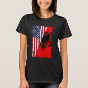 Albania Albanian American Flag Pride Roots Vintage T-Shirt