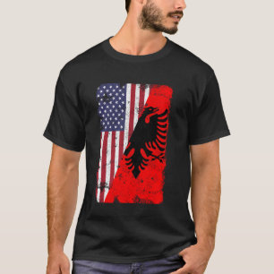Albania Albanian American Flag Pride Roots Vintage T-Shirt