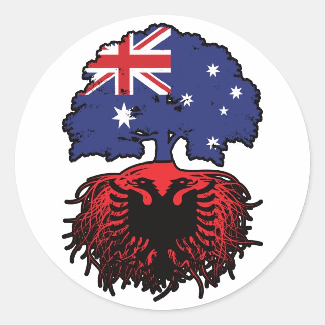 Albania Albanian Australian Australia Tree Roots Classic Round Sticker (Front)