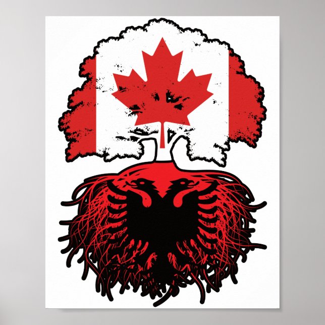 Albania Albanian Canadian Canada Tree Roots Flag Poster (Front)