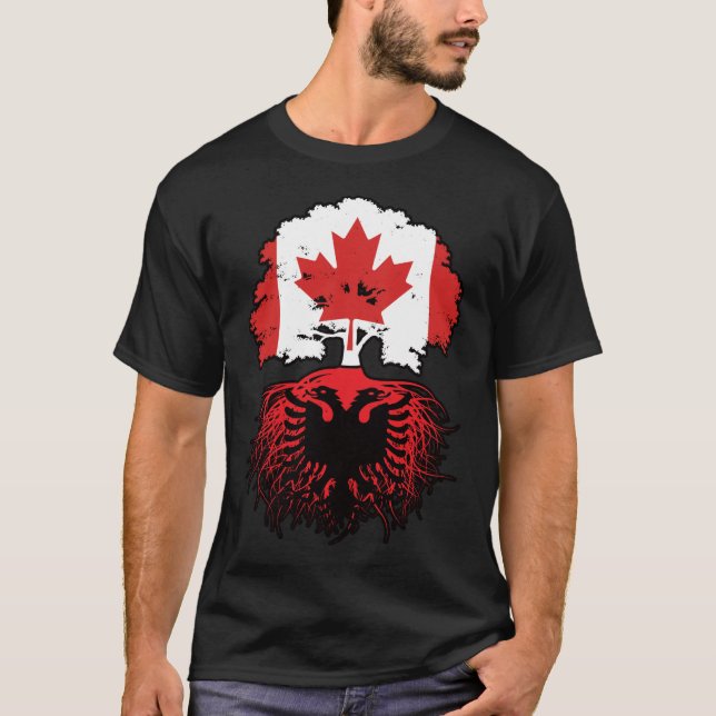 Albania Albanian Canadian Canada Tree Roots Flag T-Shirt (Front)