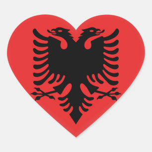 Albania (Albanian) Flag Heart Sticker