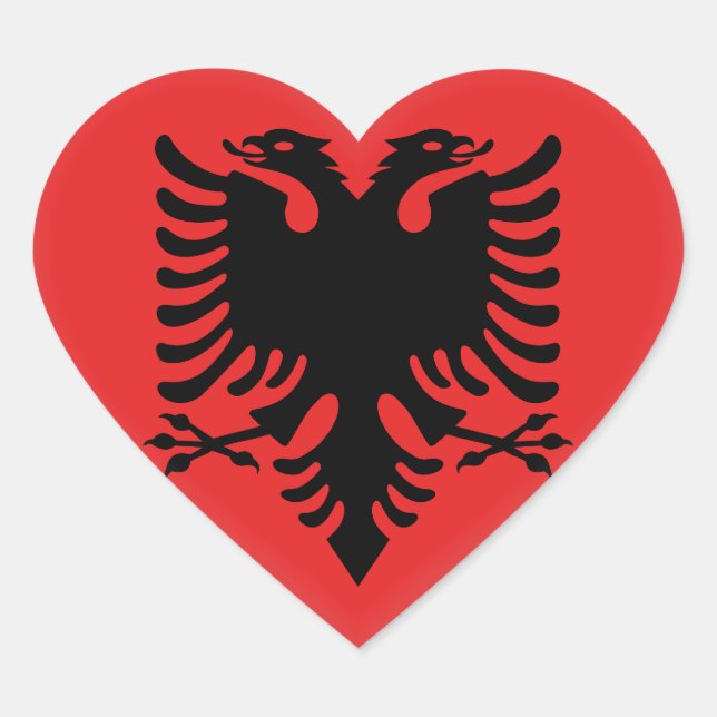 Albania (Albanian) Flag Heart Sticker (Front)