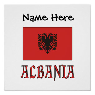 Albania Albanian Flag Personalised Text Poster