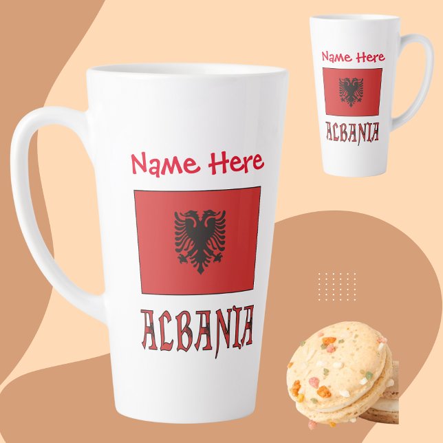 Albania Albanian Flag Red Personalisation Large Latte Mug (Creator Uploaded)