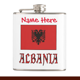 Albania Albanian Flag Red Personalised Hip Flask