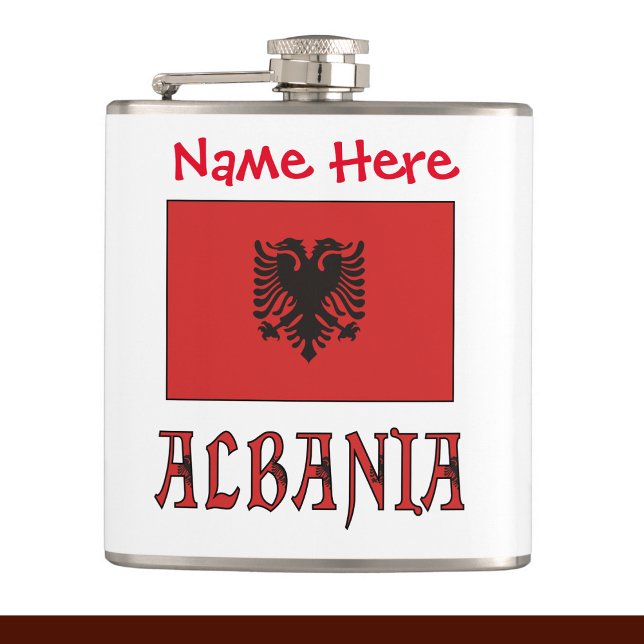 Albania Albanian Flag Red Personalised Hip Flask (Creator Uploaded)