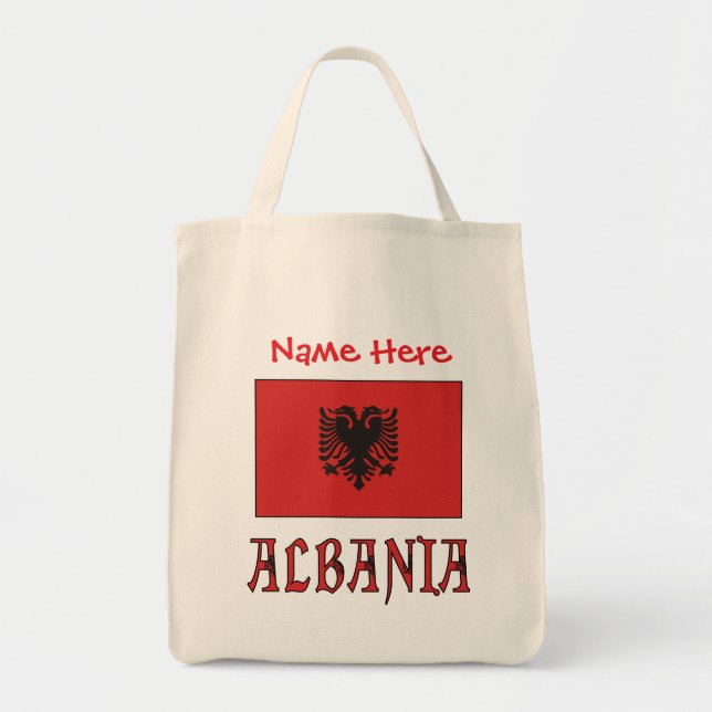 Albania Albanian Flag Red Personalised  Tote Bag (Front)