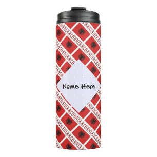 Albania Albanian Flag Tiled Personalised Name Thermal Tumbler