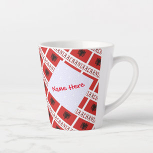 Albania Albanian Flag Tiled Red Personalisation  Latte Mug