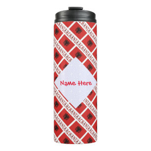 Albania Albanian Flag Tiled Red Personalisation  Thermal Tumbler